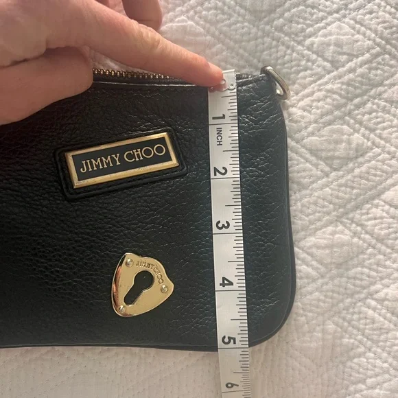 Jimmy Choo Black Leather Clutch with Gold Accents - Picture 9 of 9